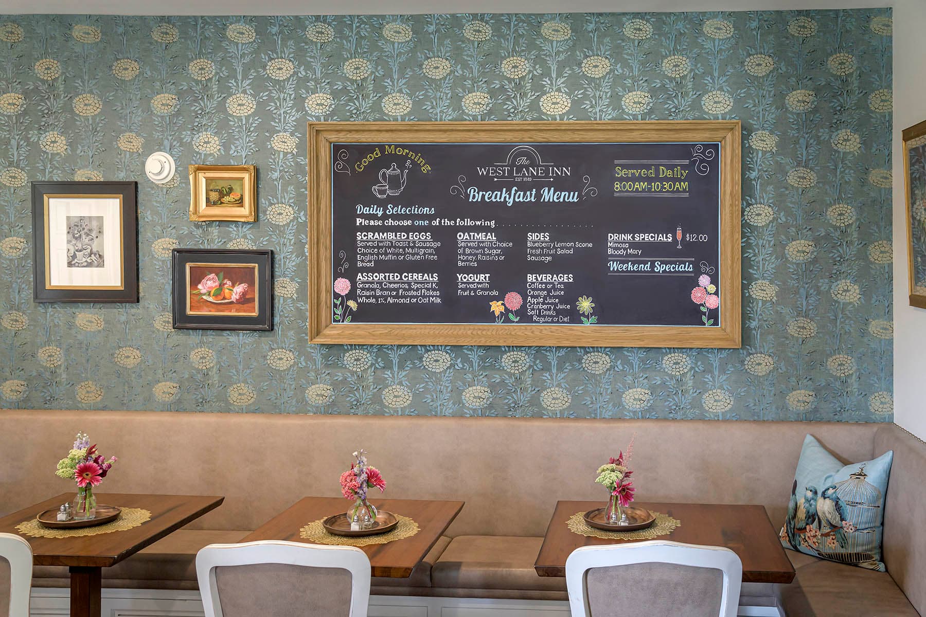 Breakfast menu at West Lane Inn